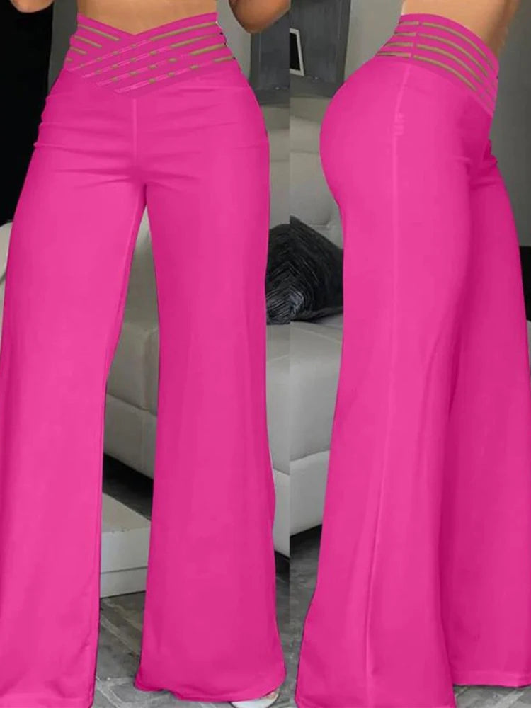 Flared Pant With Mesh Detail