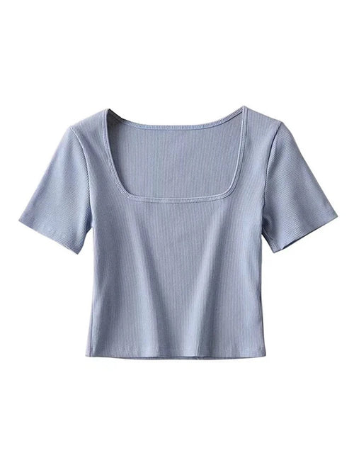 Square Neck Rib Crop Top
