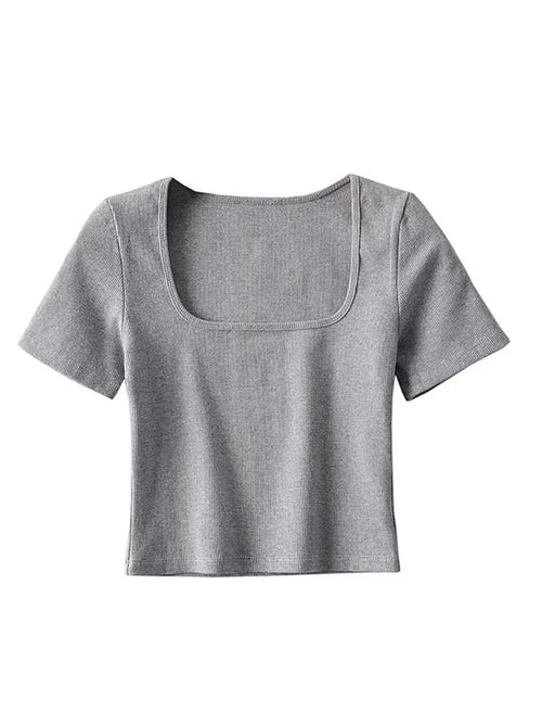 Square Neck Rib Crop Top