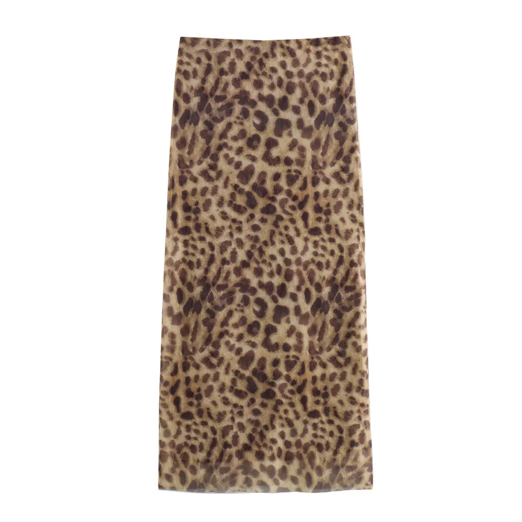 Leopard Tulle Midi Skirt