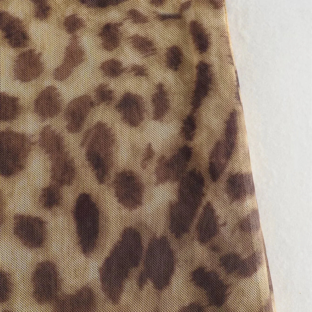 Leopard Tulle Midi Skirt