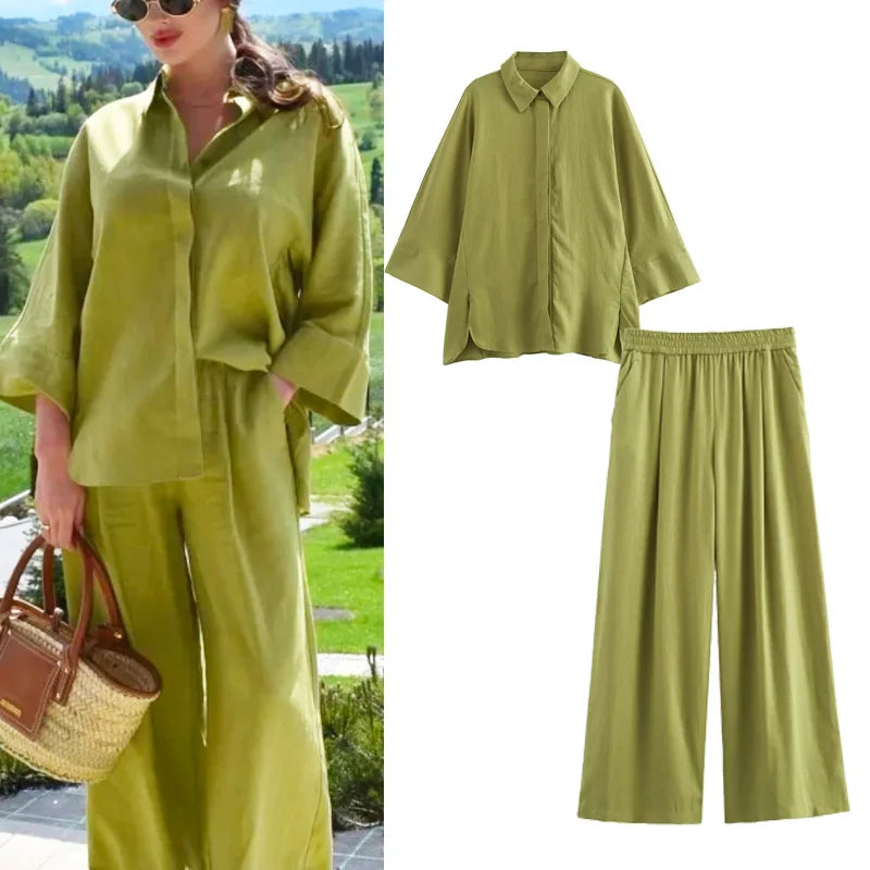 TRAF Pants Sets for Women 2 Pieces Trousers Set Women 2024 Summer