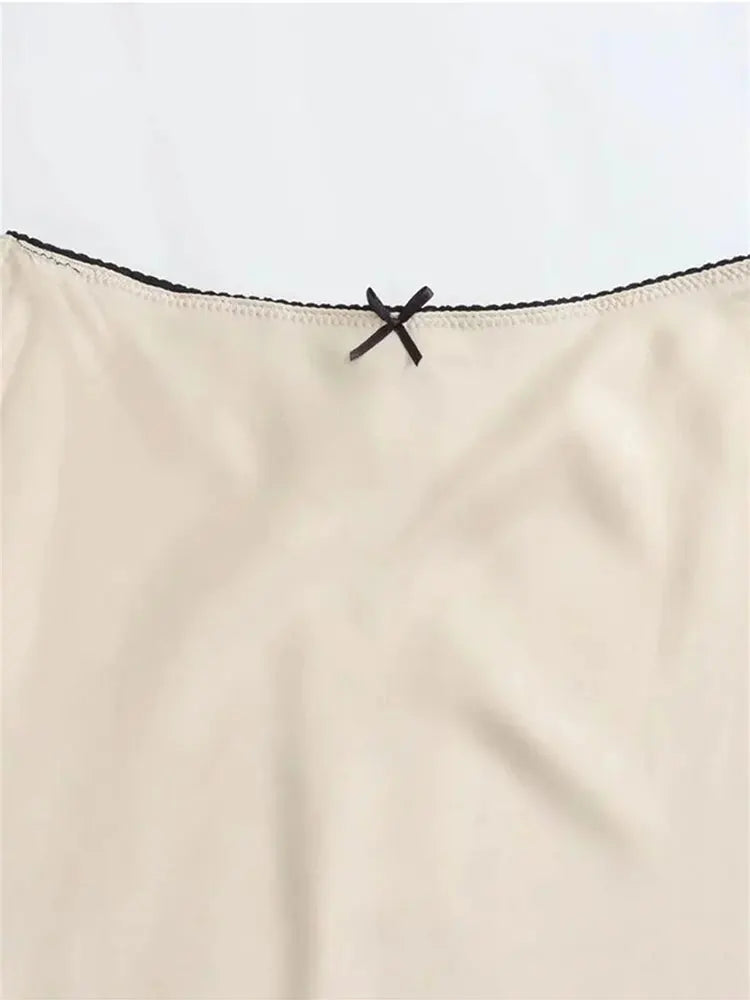 Satin Skirt With Bow Detail