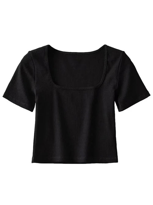Square Neck Rib Crop Top
