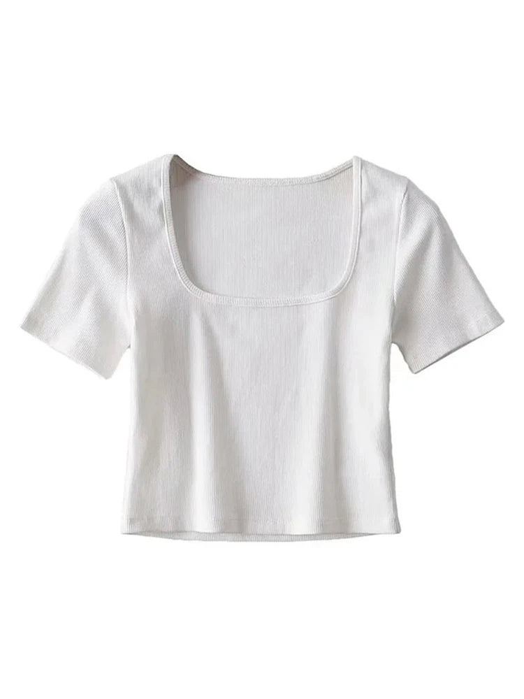 Square Neck Rib Crop Top