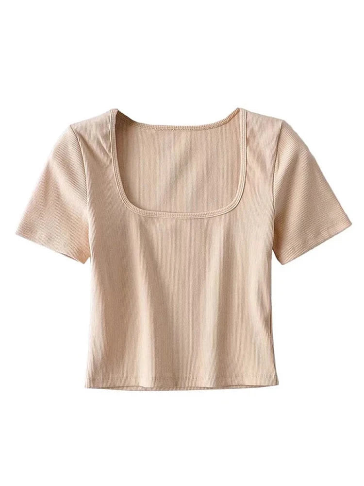 Square Neck Rib Crop Top