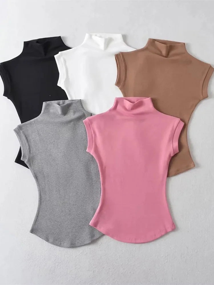 Sleeveless Turtleneck Top