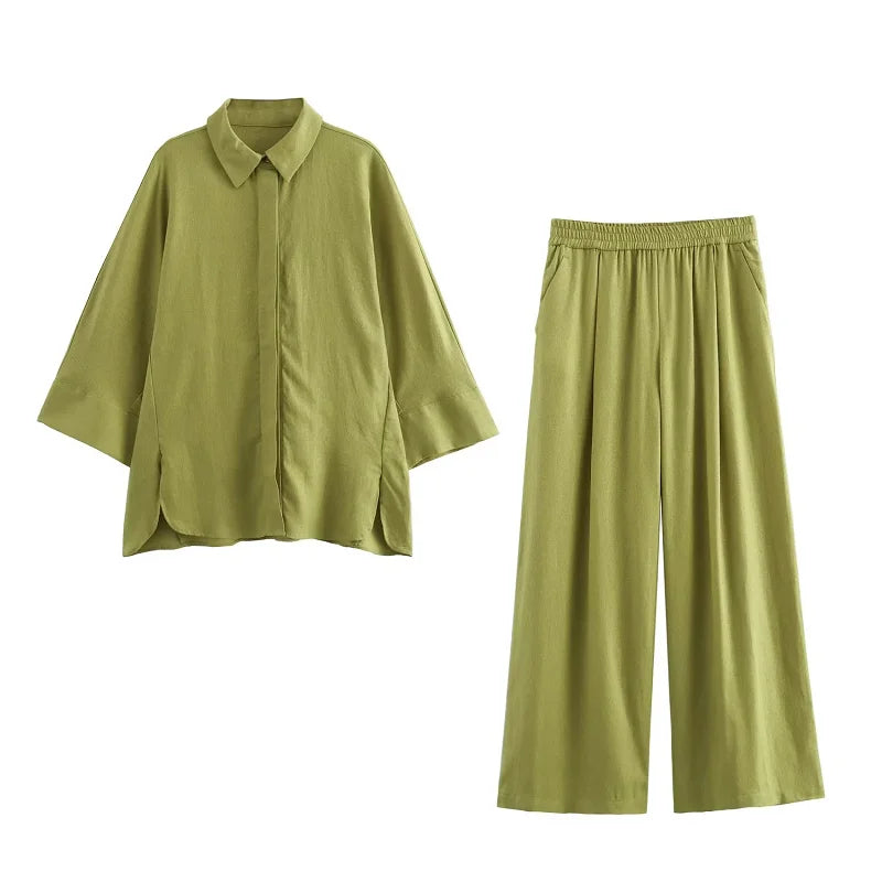 TRAF Pants Sets for Women 2 Pieces Trousers Set Women 2024 Summer