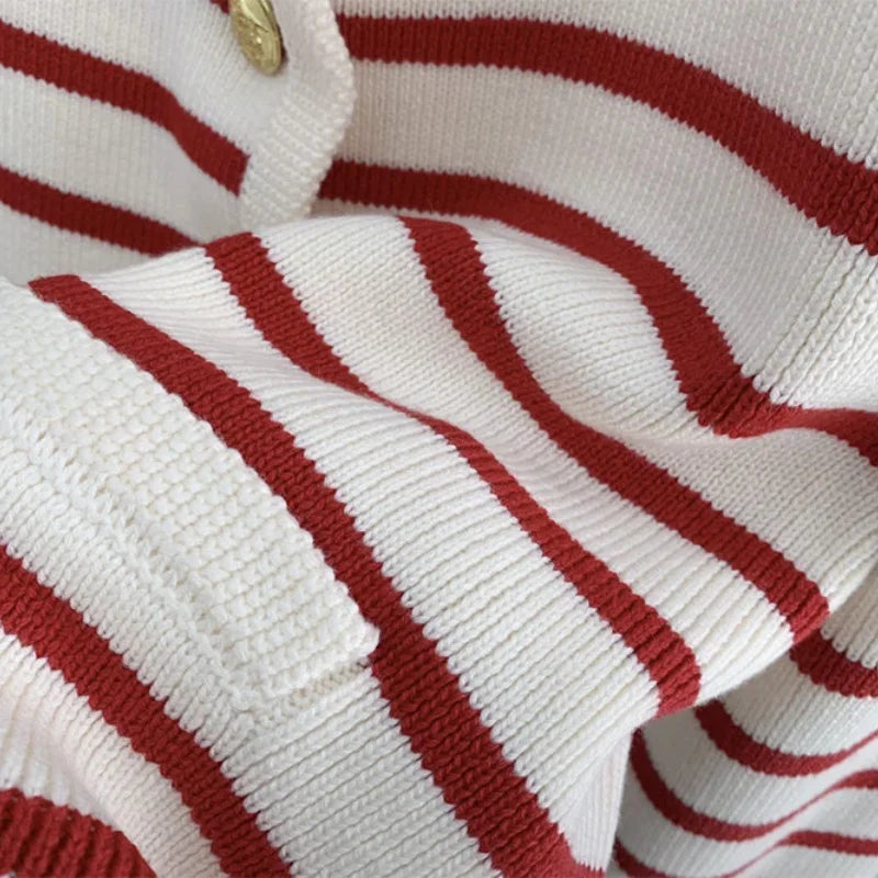 Contrasting Striped Knitted Cardigan
