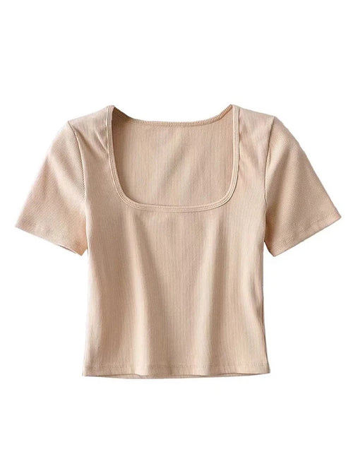 Square Neck Rib Crop Top