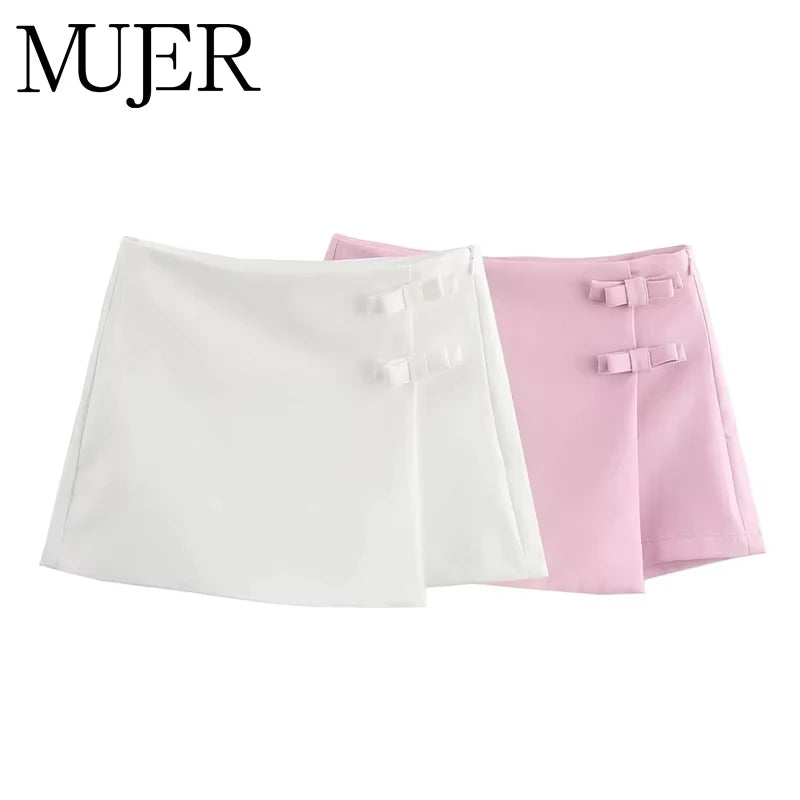 Mujer Mini Skort With Bow Detail