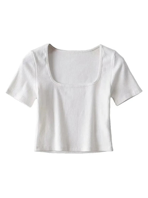 Square Neck Rib Crop Top