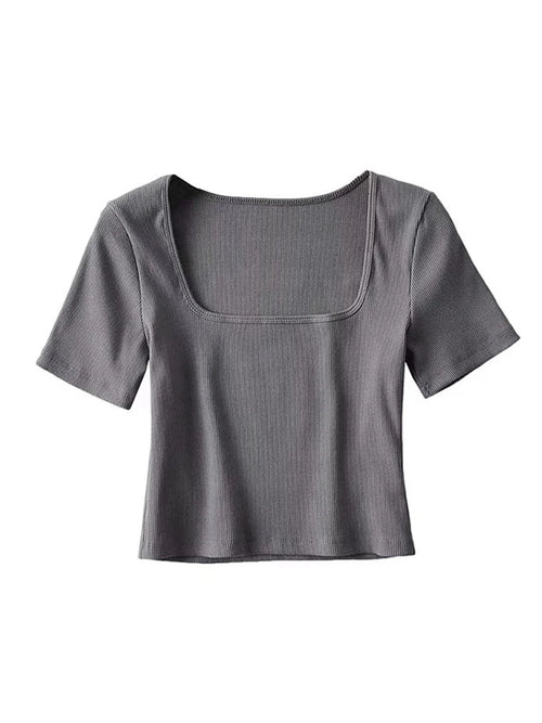 Square Neck Rib Crop Top
